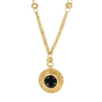 Necklace in yellow gold of 585 assay value with onyx 