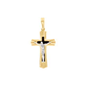 Крестик из желтого с белым Золота 585 пробы 