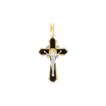Kreuz aus Gelb gold 585 mit Zirkonia 