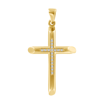 Kreuz aus Gelb gold 585 mit Zirkonia 