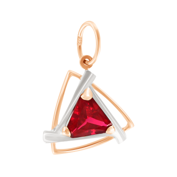 Pendant in red gold of 585 assay value with ruby syn. 