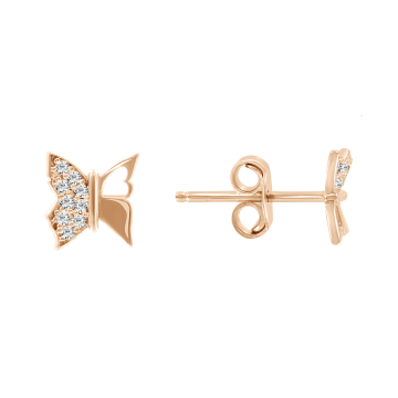 Earrings in red gold of 585 assay value (14ct) with diamond 
