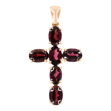Pendant in red gold of 585 assay value with rhodolite 