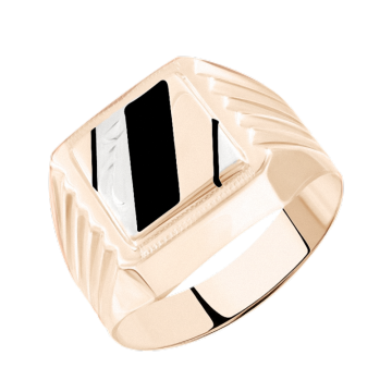 Man's ring in red gold of 585 assay value with enamel 