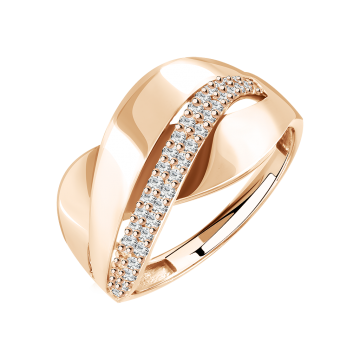 Женские кольцо из красного золота 585 пробы с фианитами 