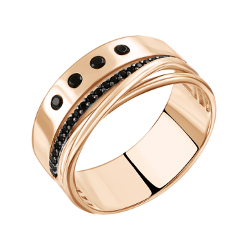 Кольцо женское из красного золота 585 пробы с фианитами 