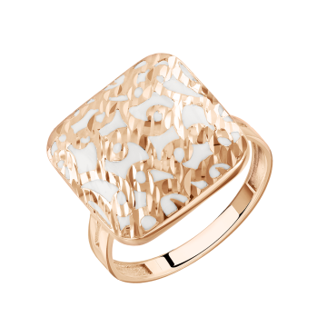 Lady´s ring in red gold of 585 assay value with white enamel 