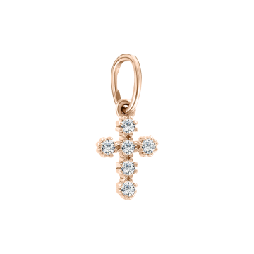 Cross from red gold of 585 assay value with cubic zirconia 