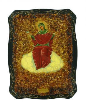 Русская икона, украшенная натуральным янтарем 