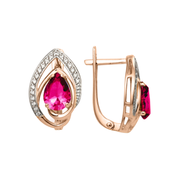 Earrings in red gold of 585 assay value 