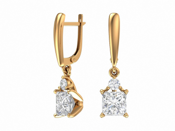 Earrings in red gold with cubic zirconia 