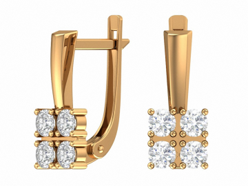 Earrings in red gold with cubic zirconia 