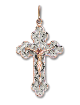 Cross from red gold of 585 assay value 