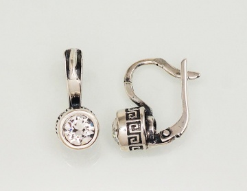 Silver earrings with 'english' lock 