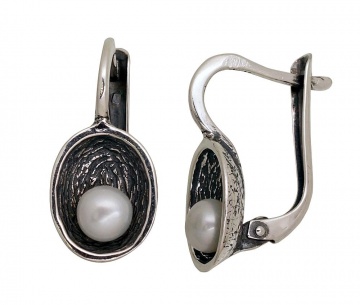 Silberne Ohrringe mit dem englischen Verschluss 
