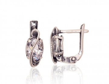 Silver earrings with 'english' lock 