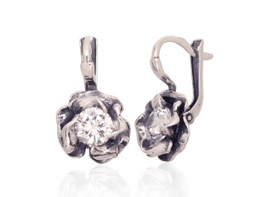 Silver earrings with 'english' lock 