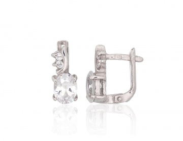 Silver earrings with 'english' lock 