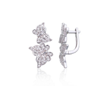 Silver earrings with 'english' lock 