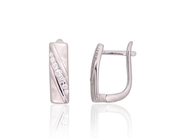 Silver earrings with 'english' lock 