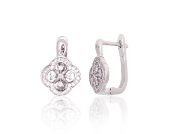 Silver earrings with 'english' lock 