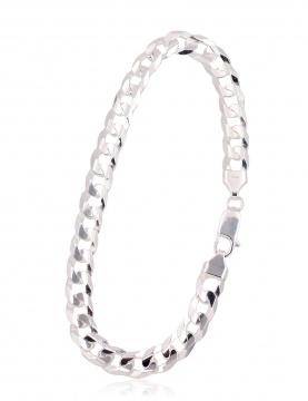 Silver chain Curb 6.9 mm , diamond cut 