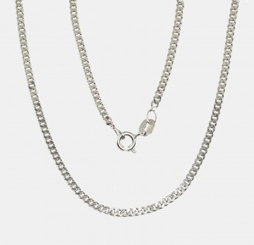 Silver chain Curb 2 mm , diamond cut 