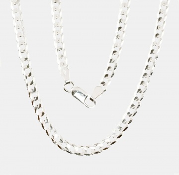 Silver chain Curb 3.9 mm , diamond cut 