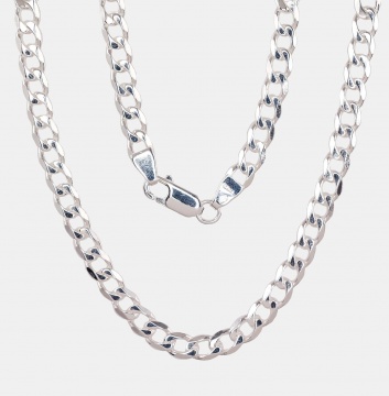 Silver chain Curb 4.1 mm , diamond cut 