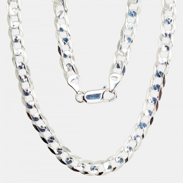 Silver chain Curb 5.9 mm , diamond cut 