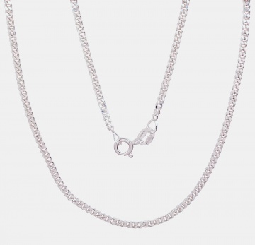 Silver chain Curb 2 mm , diamond cut 