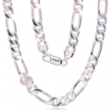 Silver chain Figaro 7 mm , diamond cut 