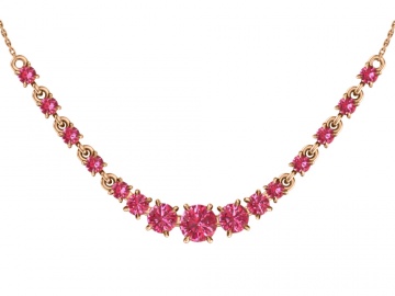 Necklace in red gold of 585 assay value with garnet 