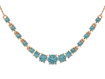 Bracelet and necklace in red gold of 585 assay value with blue Topaz 