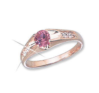 Lady´s ring in red gold of 585 assay value with zirconia and alexandrite 