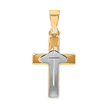 Cross made from yellow and white gold of 585 assay value 
