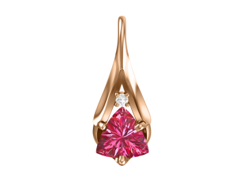 Pendant in red gold of 585 assay value with garnet y zirconia 