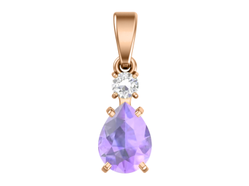 Pendant in red gold of 585 assay value with amethyst and zirconia 