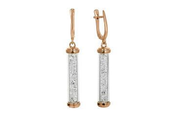 Gold-plated earrings with jewelry glass 