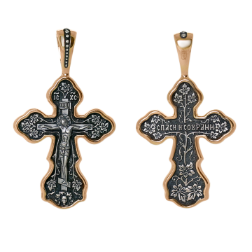 Подвеска православный крестик "Распятие Христово"серебряный 925 пробы с позолотой 