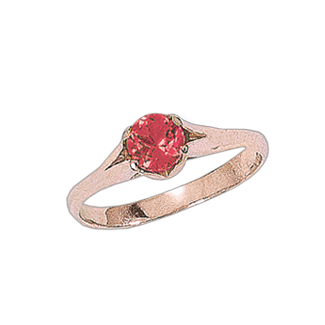 Lady´s ring in red gold of 585 assay value with ruby HTS 