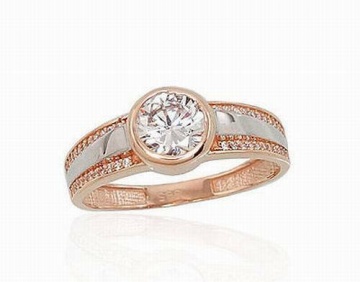 Lady´s ring in red gold of 585 assay value with zirconia 18,5 mm