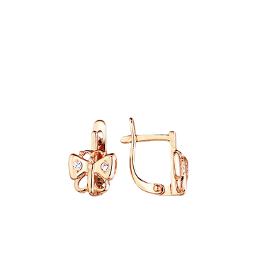 Infant earrings in red gold of 585 assay value (14ct) with zirconia 