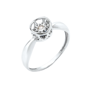 Изящное кольцо из белого золота 585 пробы с танцующим бриллиантом 18,5 mm