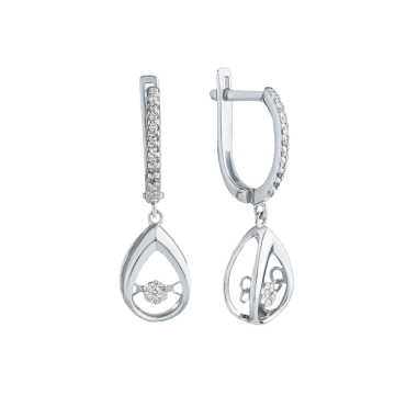 Earrings in white gold of 585 assay value with Dancing Diamonds 