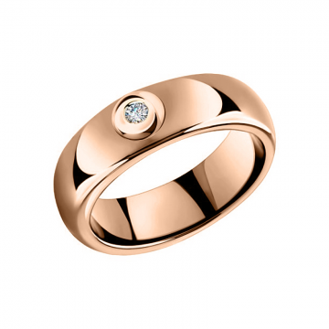 Lady´s ring in red gold of 585 assay value with diamonds, ceramic 
