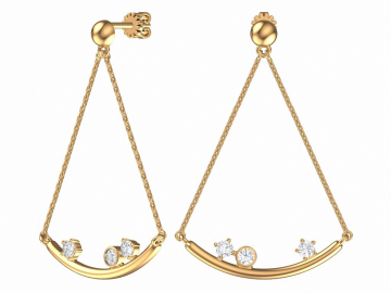 Earrings in red gold with cubic zirconia 