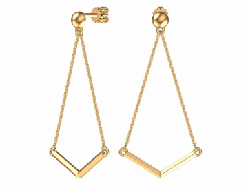 Earrings in red gold of 585 assay value 