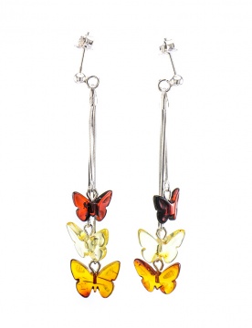 Silver earrings with amber 