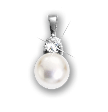 Silver pendant with cubic zirconia and pearl 